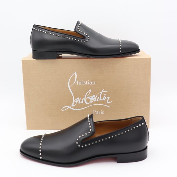 NWT Christian Louboutin Men\'s Dandy Cloo Black Leather Spike Flats Loafe… main image 9